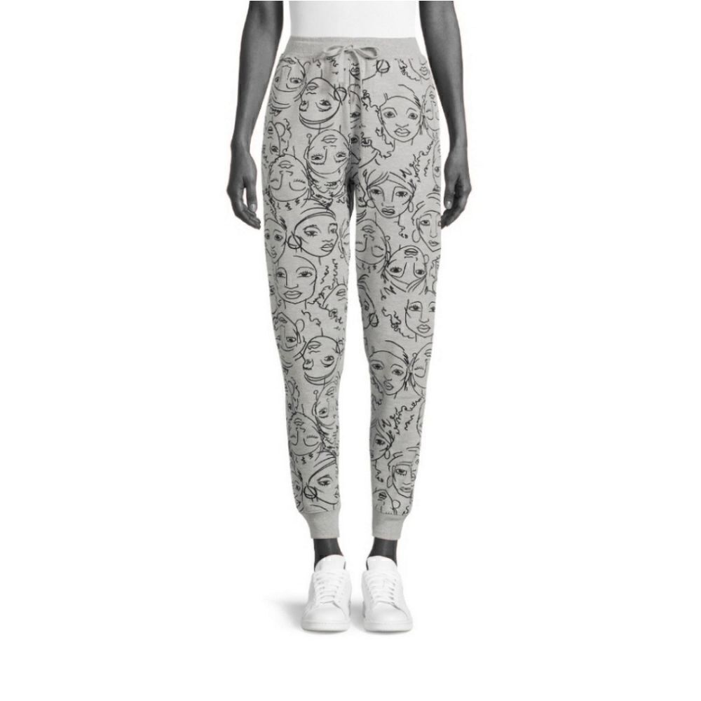 Well Worn Women's Gray Portrait Face Print Joggers
